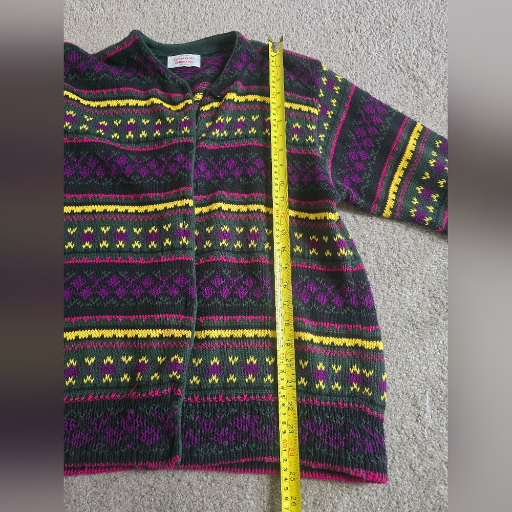 Vintage Benetton Cardigan 90s Colorful Knit Sweater Made in Italy Size M - Picture 14 of 15
